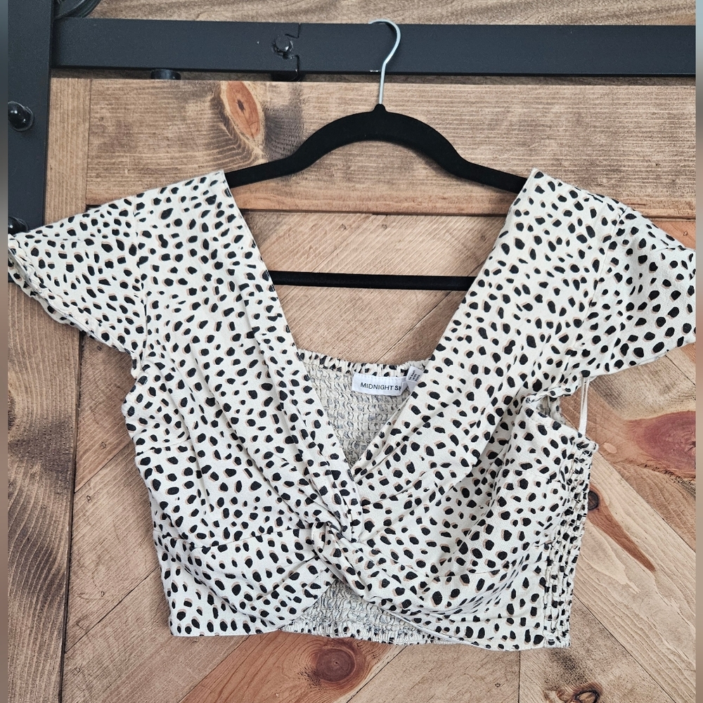 Midnight Sky Smocked Crop Top – Size L